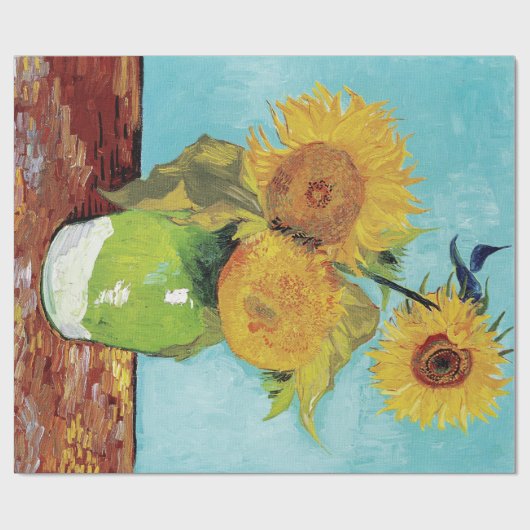 Vase met drie zonnebloemen door Vincent Van Gogh Cadeaupapier (Vlak)