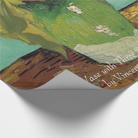 Vase met drie zonnebloemen door Vincent van Gogh. Cadeaupapier (Hoek)