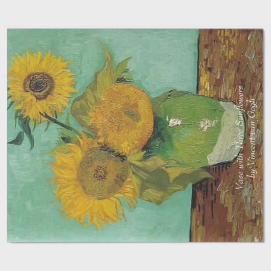 Vase met drie zonnebloemen door Vincent van Gogh. Cadeaupapier (Vlak)