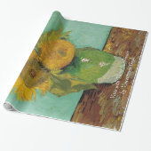 Vase met drie zonnebloemen door Vincent van Gogh. Cadeaupapier (Uitgerold)