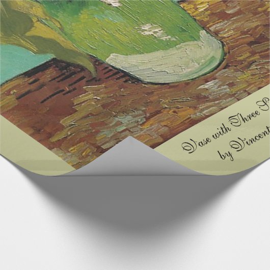 Vase met drie zonnebloemen door Vincent van Gogh. Cadeaupapier (Hoek)