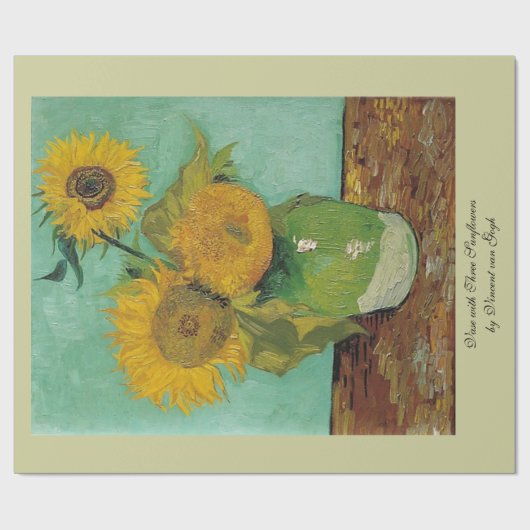Vase met drie zonnebloemen door Vincent van Gogh. Cadeaupapier (Vlak)