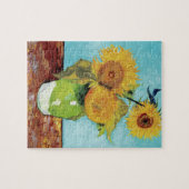 Vase met drie zonnebloemen door Vincent Van Gogh Legpuzzel (Horizontaal)
