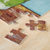 Vase met drie zonnebloemen door Vincent Van Gogh Legpuzzel (Zijkant)