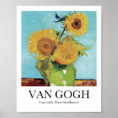 Vase met drie zonnebloemen door Vincent Van Gogh Poster (Voorkant)