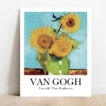 Vase met drie zonnebloemen door Vincent Van Gogh Poster<br><div class="desc">Breng het mooie van Vincent van Gogh’s kunst in huis met dit prachtige poster van zijn schilderij ‘Vaas met drie zonnebloemen’. Dit stuk is geschilderd in Arles, Frankrijk in augustus 1888, en maakt deel uit van een serie van vijf grote doeken met zonnebloemen in een vaas, met drie tinten geel...</div>