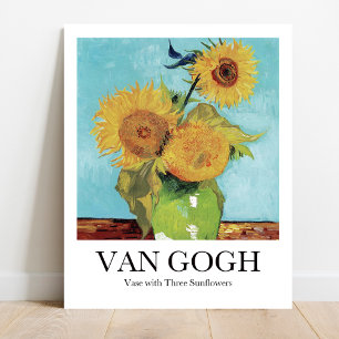 Vase met drie zonnebloemen door Vincent Van Gogh Poster