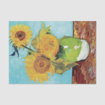 Vase met drie zonnebloemen door Vincent Van Gogh