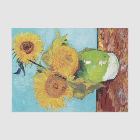 Vase met drie zonnebloemen door Vincent Van Gogh Tissuepapier (Voorkant)