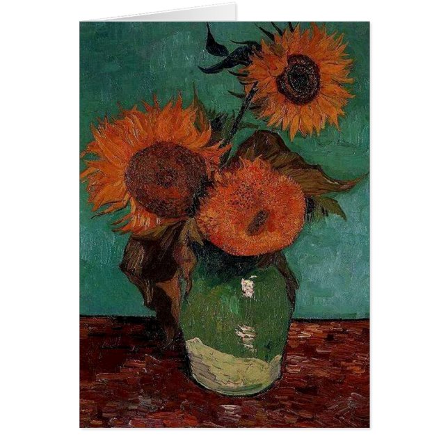 Vase met drie zonnebloemen, Vincent van Gogh (Voorkant)