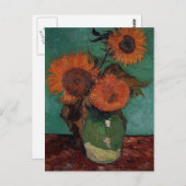 Vase met drie zonnebloemen, Vincent van Gogh Briefkaart (Voorkant / Achterkant)