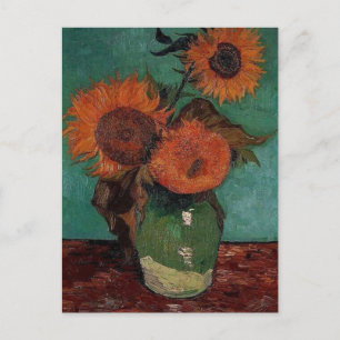 Vase met drie zonnebloemen, Vincent van Gogh Briefkaart