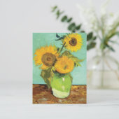 Vase met drie zonnebloemen Vincent van Gogh Briefkaart (Staand voorkant)