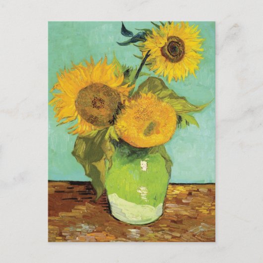 Vase met drie zonnebloemen Vincent van Gogh Briefkaart (Voorkant)