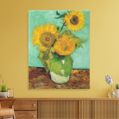 Vase met drie zonnebloemen, Vincent van Gogh Canvas Afdruk (Insitu (Woonkamer))