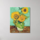 Vase met drie zonnebloemen, Vincent van Gogh Canvas Afdruk (Voorkant)