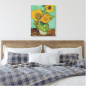 Vase met drie zonnebloemen, Vincent van Gogh Canvas Afdruk (Insitu (Slaapkamer))