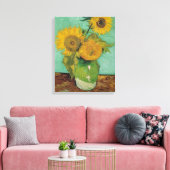 Vase met drie zonnebloemen, Vincent van Gogh Canvas Afdruk (Insitu (Woonkamer))