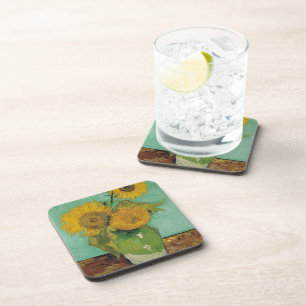Vase met drie zonnebloemen, Vincent van Gogh Drankjes Onderzetter