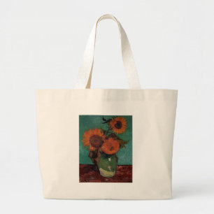 Vase met drie zonnebloemen, Vincent van Gogh Grote Tote Bag