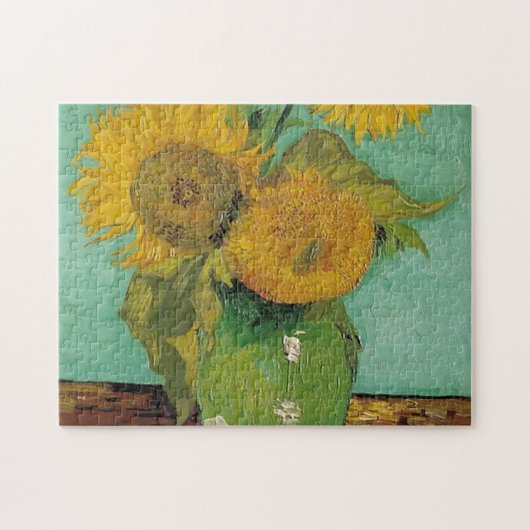 Vase met drie zonnebloemen, Vincent van Gogh Legpuzzel (Horizontaal)