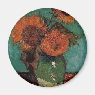 Vase met drie zonnebloemen, Vincent van Gogh Magneet