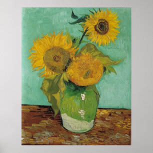 Vase met drie zonnebloemen, Vincent van Gogh Poster