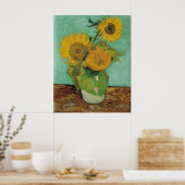 Vase met drie zonnebloemen, Vincent van Gogh Poster (Keuken)