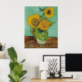 Vase met drie zonnebloemen, Vincent van Gogh Poster (Thuiskantoor)
