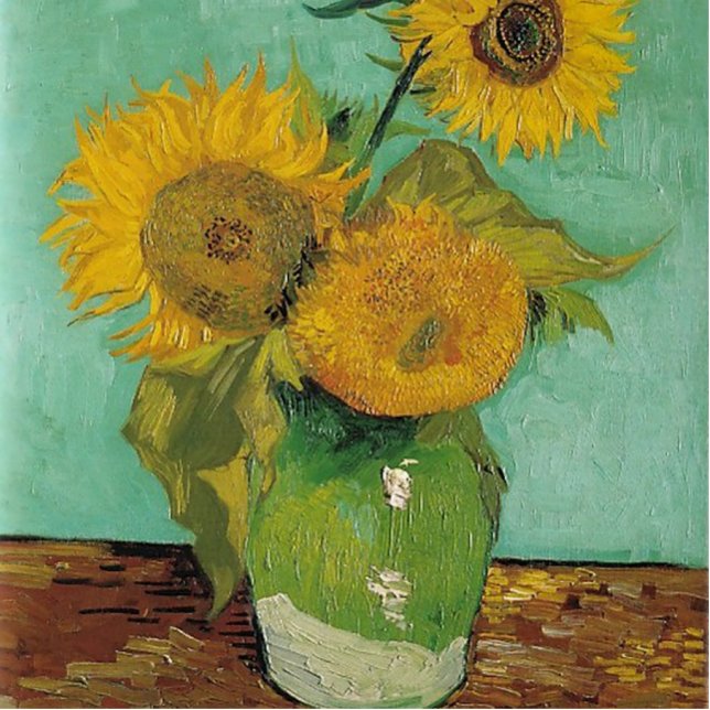 Vase met drie zonnebloemen, Vincent van Gogh Staand Fotobeeldje (Voorkant)