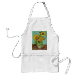 Vase met drie zonnebloemen, Vincent van Gogh Standaard Schort