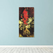 Vase met Gladioli, anjers van Vincent van Gogh Canvas Afdruk (Insitu (Houten vloer))