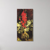 Vase met Gladioli, anjers van Vincent van Gogh Canvas Afdruk (Voorkant)