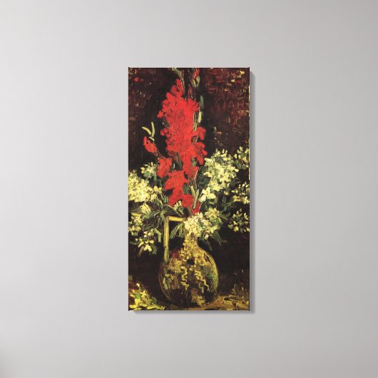 Vase met Gladioli, anjers van Vincent van Gogh Canvas Afdruk (Voorkant)