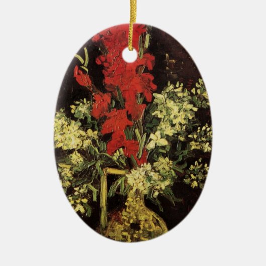 Vase met Gladioli, anjers van Vincent van Gogh Keramisch Ornament (Voorkant)