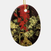 Vase met Gladioli, anjers van Vincent van Gogh Keramisch Ornament (Achterkant)