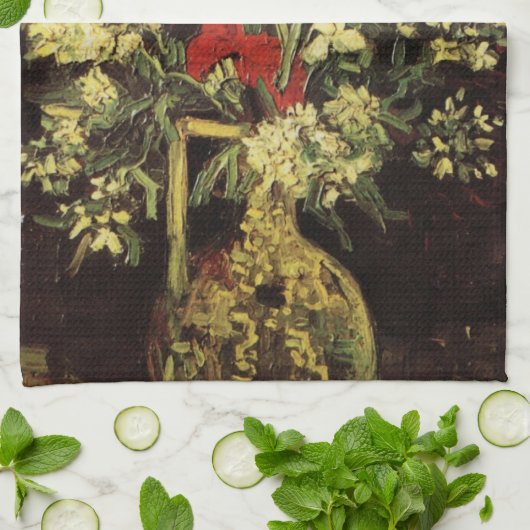 Vase met Gladioli, anjers van Vincent van Gogh Theedoek (Gevouwen)