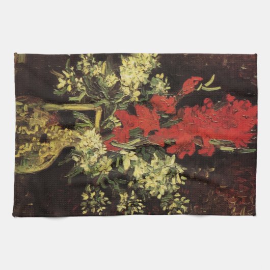 Vase met Gladioli, anjers van Vincent van Gogh Theedoek (Horizontaal)