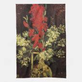 Vase met Gladioli, anjers van Vincent van Gogh Theedoek (Verticaal)