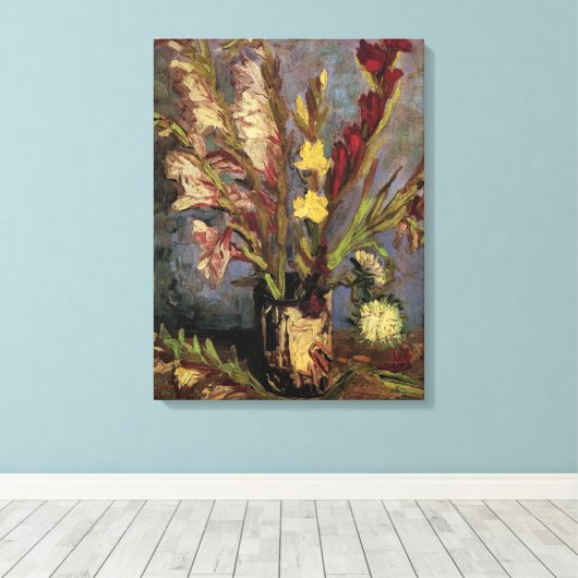 Vase met Gladioli door Vincent van Gogh Canvas Afdruk (Insitu (Houten vloer))