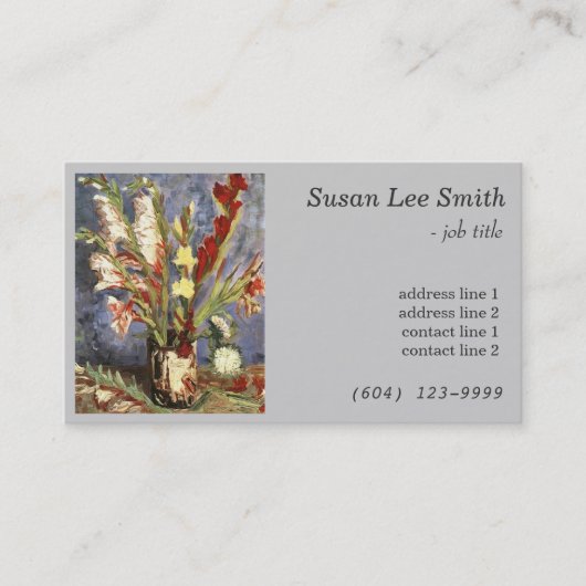 Vase met Gladioli door Vincent van Gogh. Grijs Visitekaartje (Voorkant)