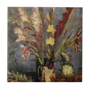 Vase met Gladioli door Vincent van Gogh Tegeltje