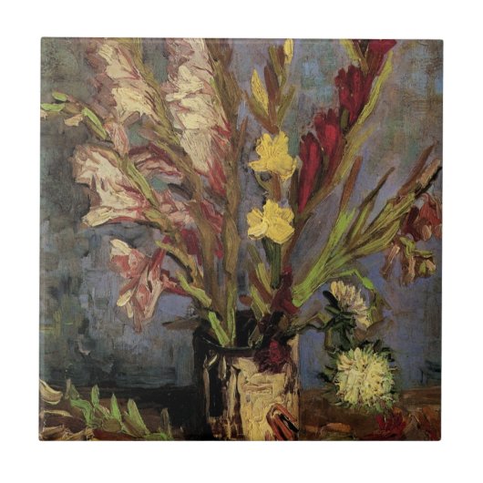 Vase met Gladioli door Vincent van Gogh Tegeltje (Voorkant)