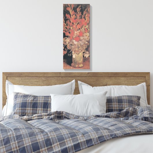 Vase met Gladioli en anjers door Van Gogh Canvas Afdruk (Insitu (Slaapkamer))