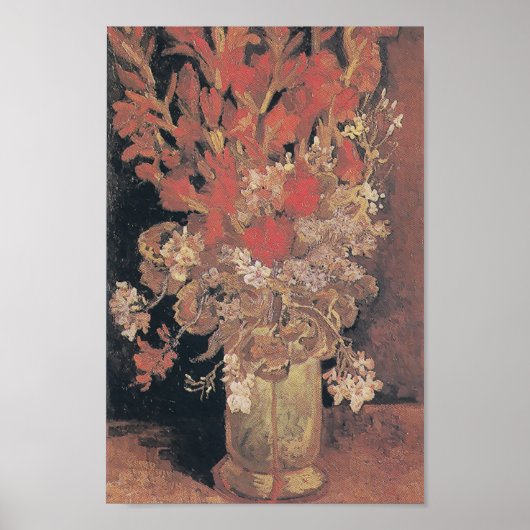 Vase met Gladioli en anjers door Van Gogh Poster (Voorkant)