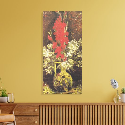 Vase met Gladioli en anjers door Von Gogh Canvas Afdruk (Insitu (Woonkamer))