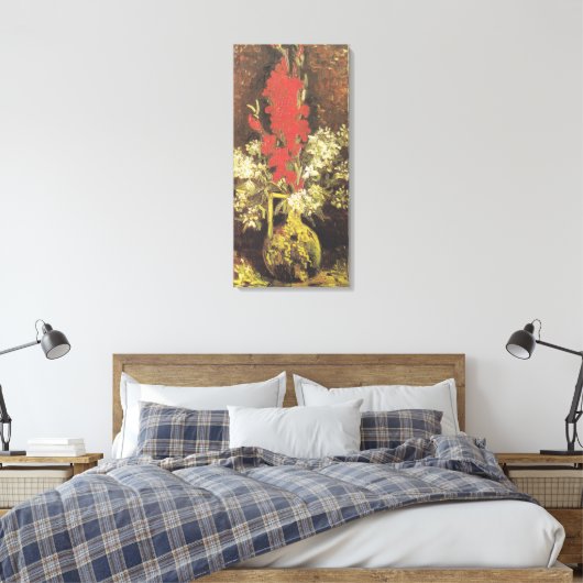 Vase met Gladioli en anjers door Von Gogh Canvas Afdruk (Insitu (Slaapkamer))