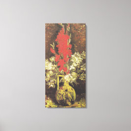 Vase met Gladioli en anjers door Von Gogh Canvas Afdruk