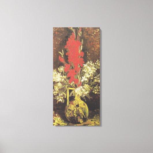 Vase met Gladioli en anjers door Von Gogh Canvas Afdruk (Voorkant)