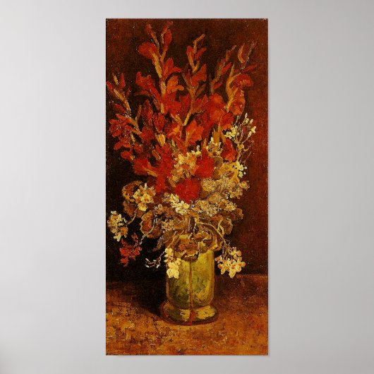 Vase met Gladioli en Carnaties Van Gogh Fine Art Poster (Voorkant)